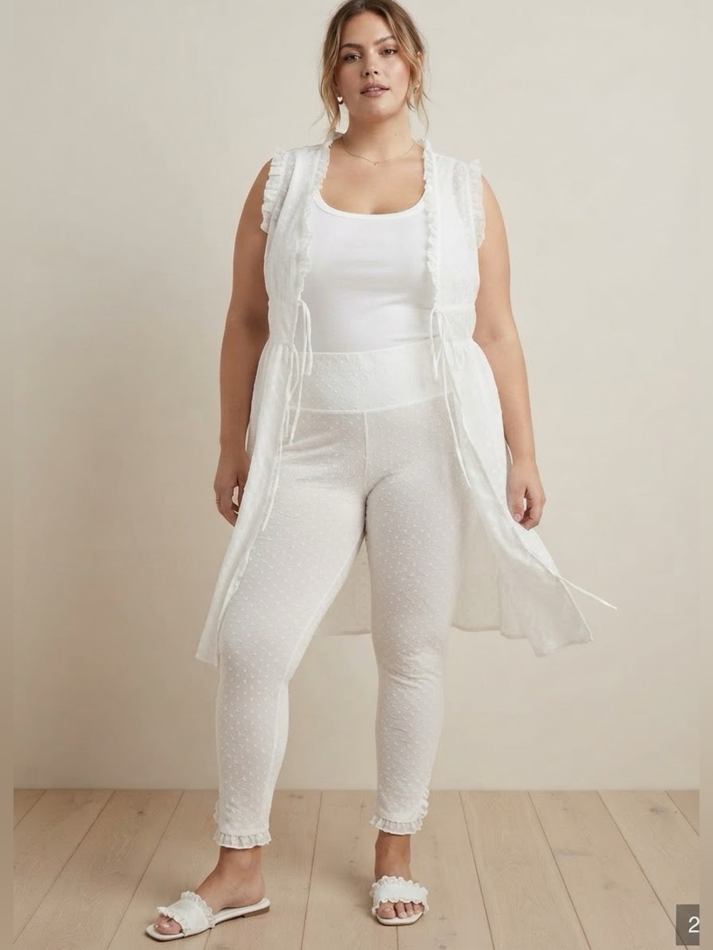 Girl Soul Sheer Polka Dot Tie-Waist Vest in White